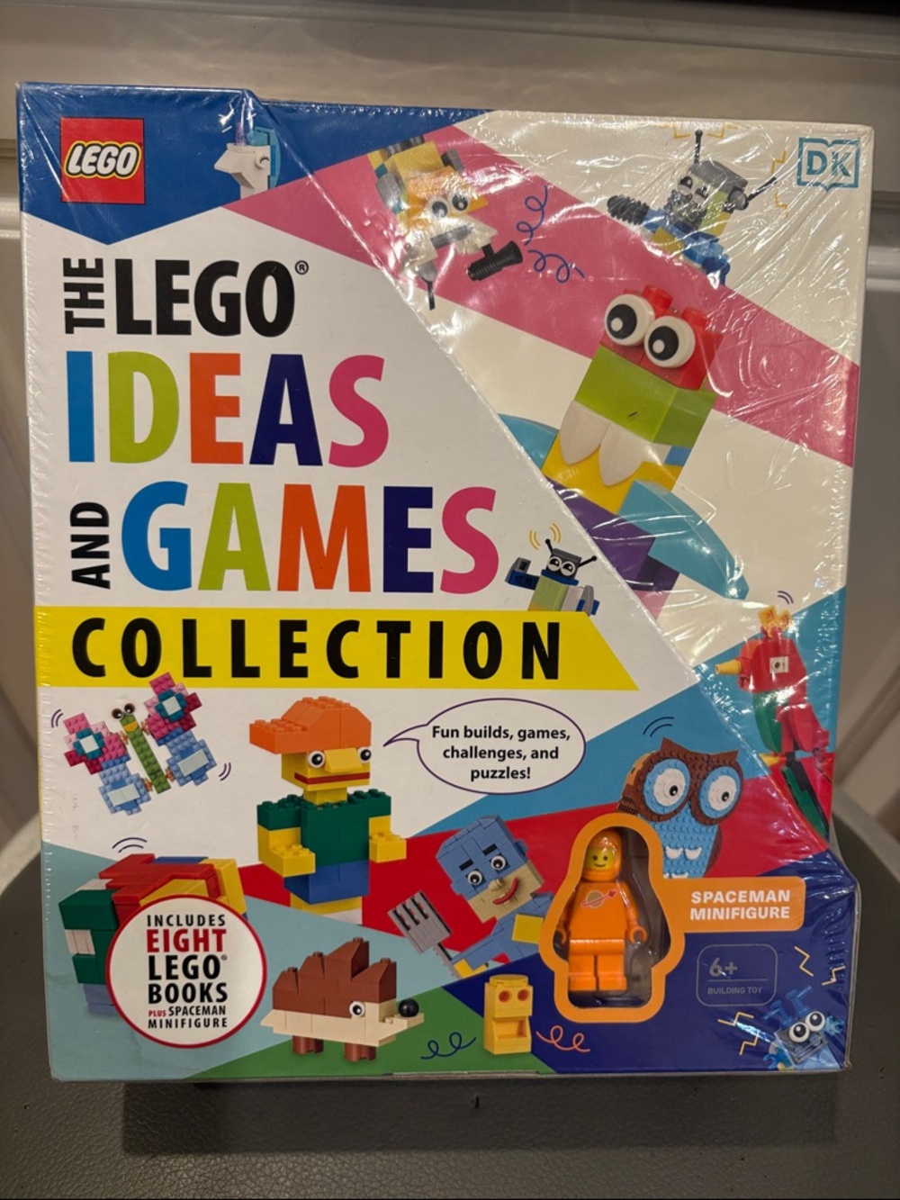 The Lego Ideas and Games 8 Book Collection with Spaceman Minifigure, NEW SEALED